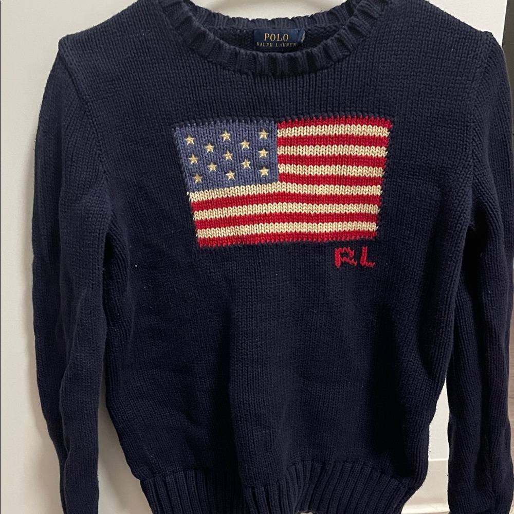 Polo Ralph Lauren Navy Sweater with American Flag